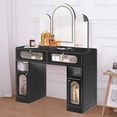 thumbnail image 2 of Hironpal Vanity Desk with Arched Tri-folding Mirror and Lights, Makeup Dressing Table with Adjustable Brightness and Storage Space for Women Girls Gift, 2 of 7