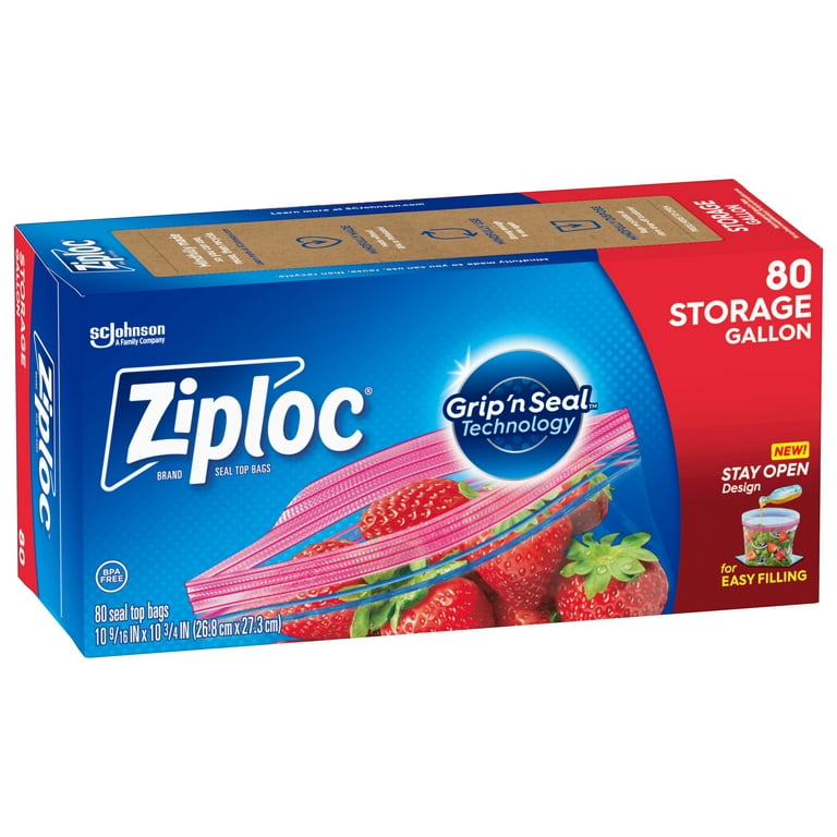 Ziploc Storage Gallon Bag, Stay Open Design, Grip 'n Seal