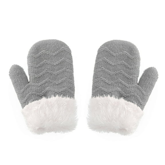 Otqutp 6Months-6 Years Toddler Kids Baby Knitted Mittens Cold Weather Autumn Gloves Snow Gloves Winter Warm Mittens for Girls Boys(Grey,One Size)