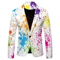 thumbnail image 1 of Rinsvye Men's Splash ink Color Mens Prom Suits Printed Casual Loose Personality Tan Suits for Men Suit Jacket, 1 of 2