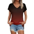 thumbnail image 2 of Red Women's Short Sleeve T-shirt, Womens Summer Daily Casual V Neck Shirts Short Sleeve Tops Blouses Loose Fit Shirt,Women's Short sleeve T-shirt M, 2 of 5