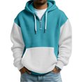 thumbnail image 2 of Men's Versatile Daily Quarter-Zip Hooded Waffle Knit Sweatshirt, Thickened Fleece Texture Pullover, Fall Spring Casual Wear,Sky Blue,M, 2 of 5