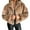 Khaki, variant on Women Warm Winter Short Jacket Solid Color Long Sleeve Shaggy Lapel Faux Fur Coat Zip Up Cropped Coat Outwear with Pockets