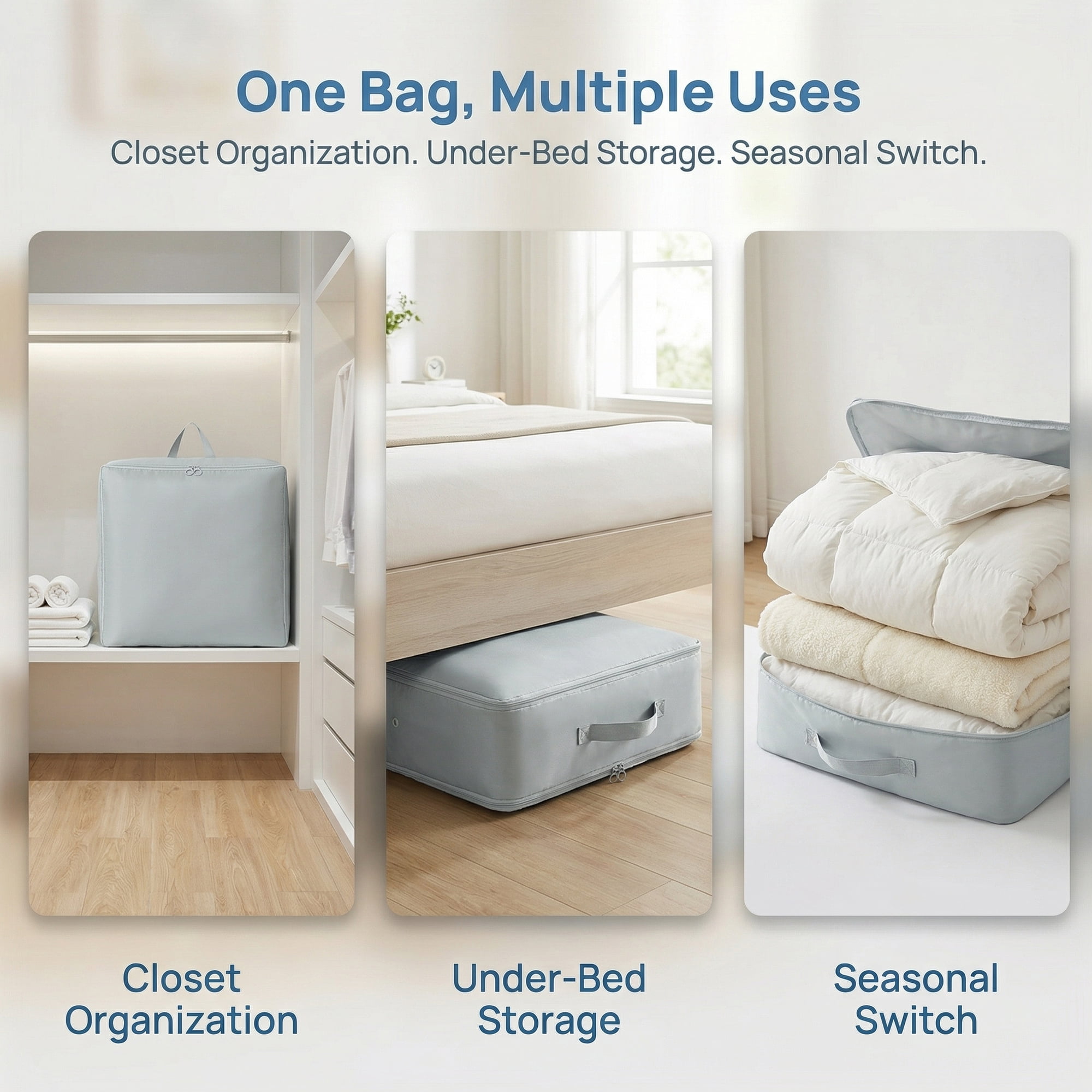 Unique Bargains Foldable Storage Bags Ideal for Organizing Bedroom Grey 21.3"x16.5"x23.6"