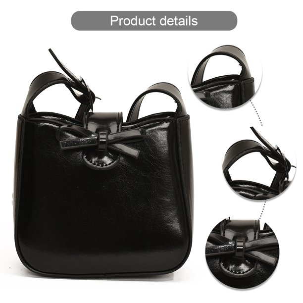 Bolso Mano Mini Hobo para Mujer Con Lazo Piel Sintética Color Sólido Viajes