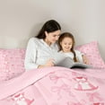 thumbnail image 4 of jejeloiu Ribbon Bow Tie 7pcs Bedding Comforter Set,Cute Bowknot Princess Dress Queen Bedding Sets,Pink Bowtie Queen Sheet Sets For Girls Teens,Luxury Bedroom Decor Reversible, 4 of 8