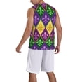 thumbnail image 5 of Easygdp Mardi Gras4 Men's Mesh Basketball Jersey Quick Drying Sleeveless Shirts Fitted Muscle Tank Tops Sport Round Neck T-Shirt - Small, 5 of 9