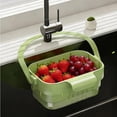 thumbnail image 4 of Foldable Hanging Sink Drain Basket Stretchable Kitchen Colander with Flip Cover Space Saving Food Strainer, Multi-functional Faucet Storage Rack Draining for Fruits Vegetables Utensils, 4 of 5
