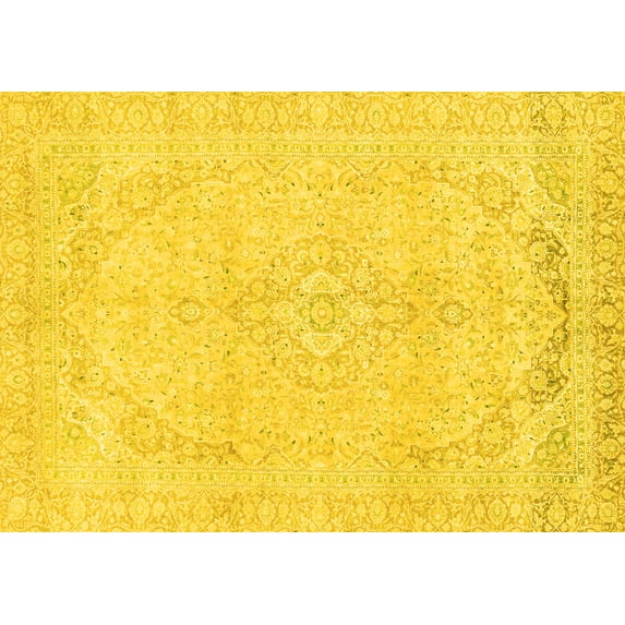 Ahgly Company Indoor Rectangle Abstract Yellow Modern Area Rugs, 4' x 6'