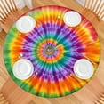 thumbnail image 2 of Colorful Rainbow Tie Dye Spiral Pattern Round Fitted Tablecloth with Elastic Edge,Dining Table Cover Waterproof,Outdoor Round Tablecloth for Camping,Dining,Indoor and Outdoor, 2 of 7