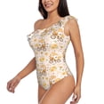 thumbnail image 3 of Picia Cute Bee Gnome Pattern Women's One Piece Swimsuits,One Shoulder Swimwear Asymmetric ,Ruffle Monokinis Bathing Suits,High Waisted Flattering Bathing Suits-, 3 of 8