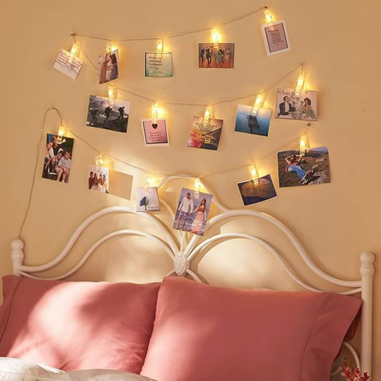 String Lights with Clips - 20 LED Photo Clips String Lights for Bedroom Wall Display Hanging Pictures