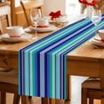 thumbnail image 5 of Mexican Style Table Runner - 60 Inch Long Colorful Mexico Stripes Teal Blue Cotton and Linen Blended Dress Scarves Farmhouse Table Runner for Kitchen Dining, Coffee Table, 13" x 60", 5 of 8