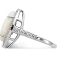 thumbnail image 3 of Sterling Silver Cheryl M Rhodium-Plated Cz And Oval Created Opal Ring (Size 7) Made In China qcm1050-7, 3 of 5