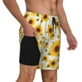 thumbnail image 2 of Yiaed European-style Pattern Sunflower A Print Mens Swim Trunks Bathing Suit Compression Liner Beach Swim Shorts Swimwear Quick Dry Zipper Pocket No-Chafing Board Short-Small, 2 of 6