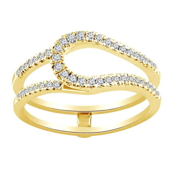 Round Cut White Natural Diamond Enhancer Ring Guard In 14K Solid Yellow Gold (0.33 Ct)