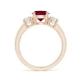thumbnail image 2 of ANGARA Natural Classic 1.4 ct Ruby and Diamond Three Stone Engagement Ring in 14K Rose Gold for Women (Size-7mm) | July Birthstone, Birthday, Anniversary, Jewelry Gift for Women | Natural Ruby Ring, 2 of 11