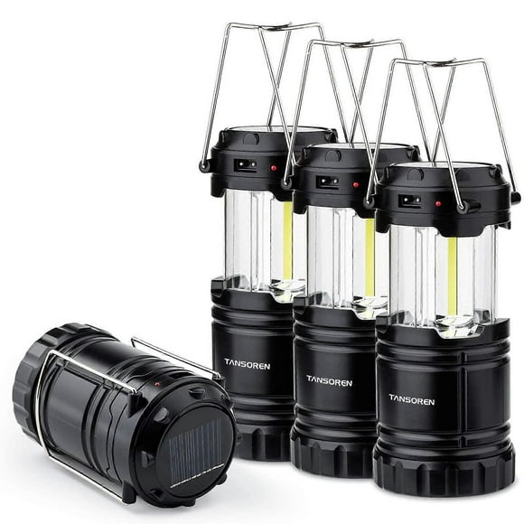4 Pack Solar USB Rechargeable 3 AA Power Brightest COB LED Camping Lantern with Magnetic Base