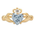 thumbnail image 4 of 1.06 ct Heart Cut Natural Sky Blue Topaz Claddagh 18K Yellow Gold Womens Engagement Ring, 4 of 5