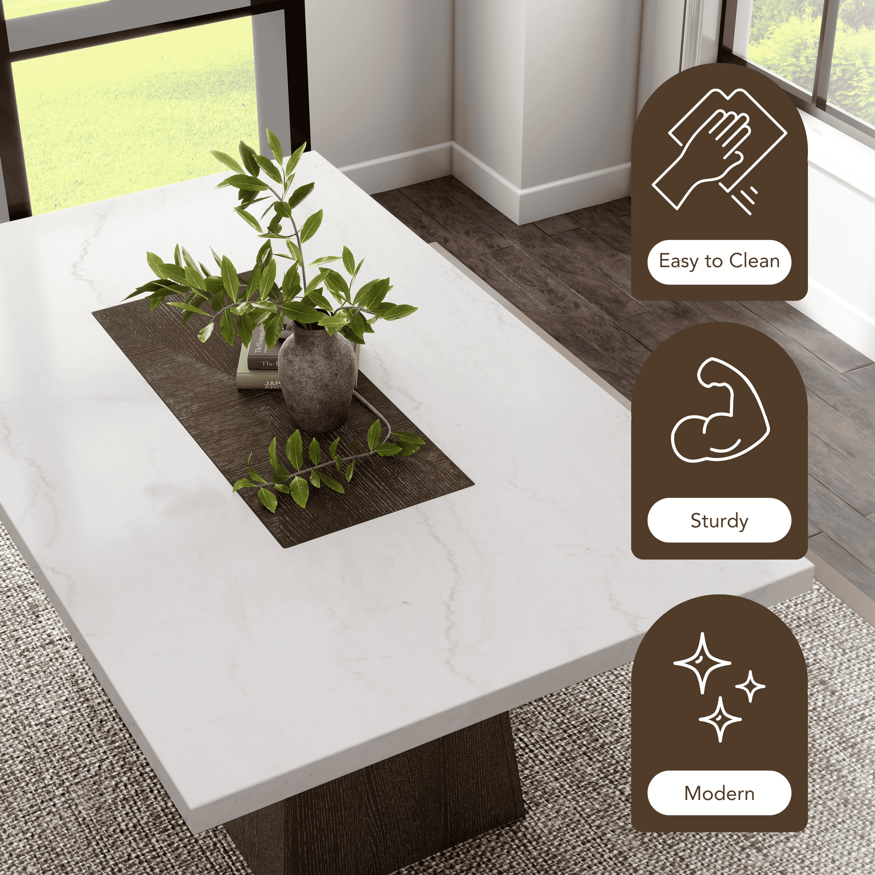 Furniture of America Garth 70" Rectangle Indoor Dining Table, Dark Walnut