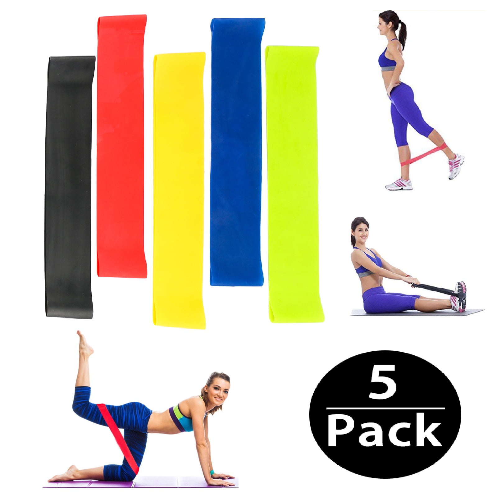 5Pcs Resistance Loop Bands Set Yoga Strength Training Pull Up Home Gym Fitness