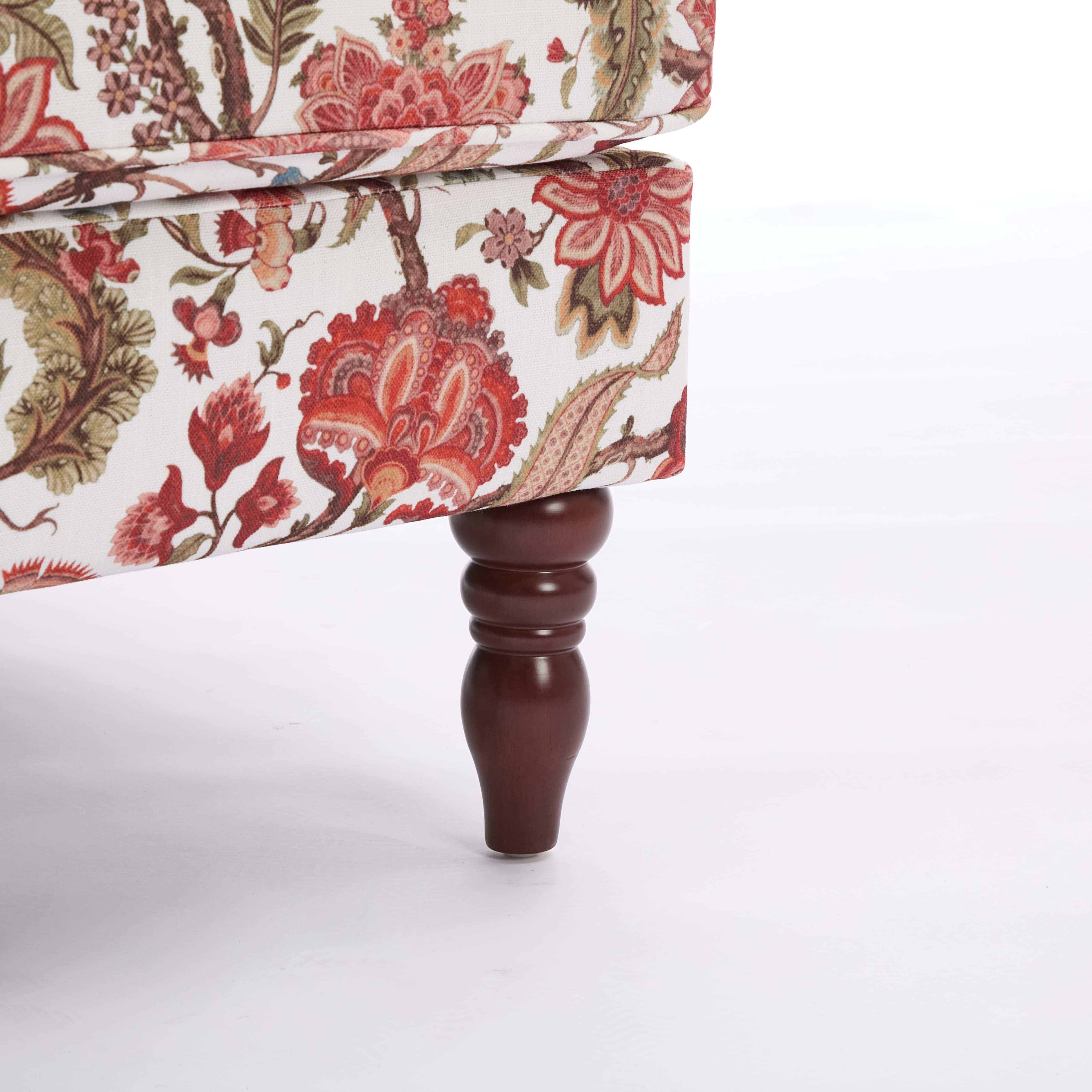 Aukfa Wingback Accent Chair,Upholstered Club Chair with Solid Wood Legs for Living Room, Bedroom & Office,Floral Red
