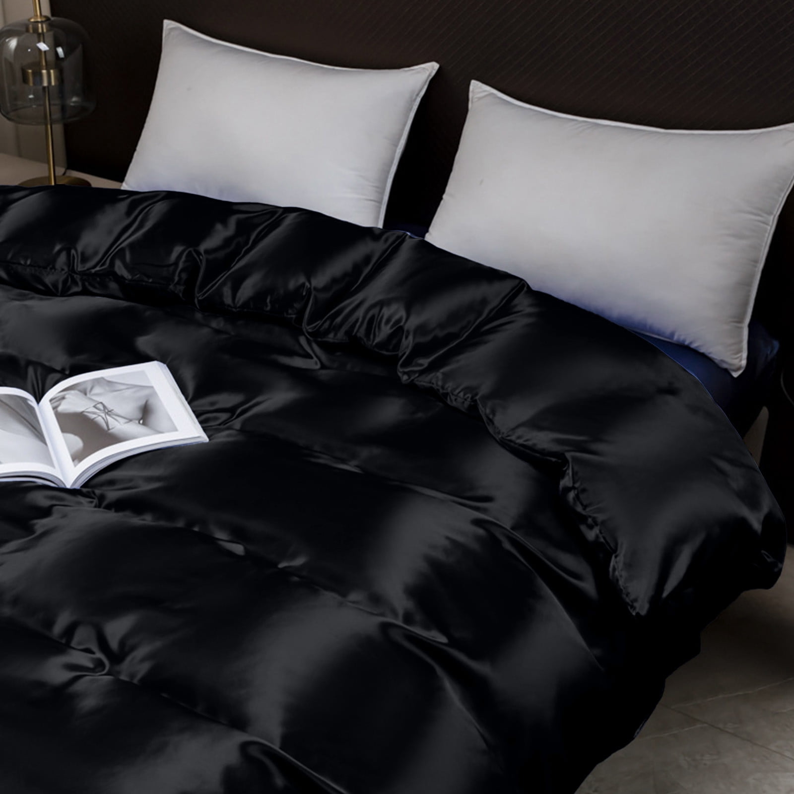 Satin Duvet Cover with Hidden Zipper Closure, King Size Luxury Hotel Style Bedding, Soft Smooth Polyester Fabric, Wrinkle Resistant and Easy Care