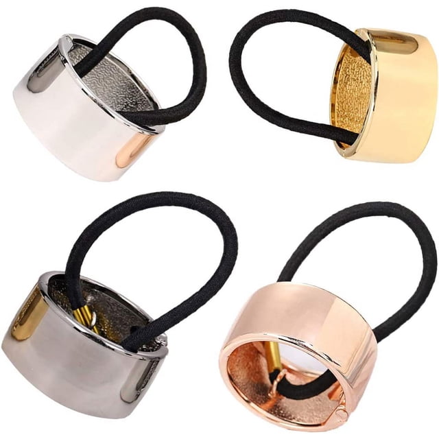 Soportes para cola de caballo, lazos de Metal para el cabello, banda elástica para el cabello, pasador minimalista, soporte para cola de caballo, accesorios para el cabello para mujeres y niñas, 4 Uds. JM