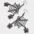 thumbnail image 2 of Pendientes colgantes de telaraña de Halloween para mujer, pendientes de araña negros con cristal rojo., 2 of 4