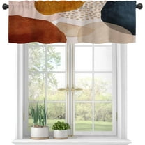 Valances Curtains for Windows, Boho Spots Abstract Art Semi Sheer Curtain Valances, Rod Pocket Short Window Treatment Light Filtering Decor Valances for Kitchen Living Room Bedroom Windows - 54"x18"
