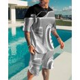 thumbnail image 3 of Conjunto de camiseta y pantalones cortos de playa informales con estampado digital 3D de animales para hombre, 3 of 5