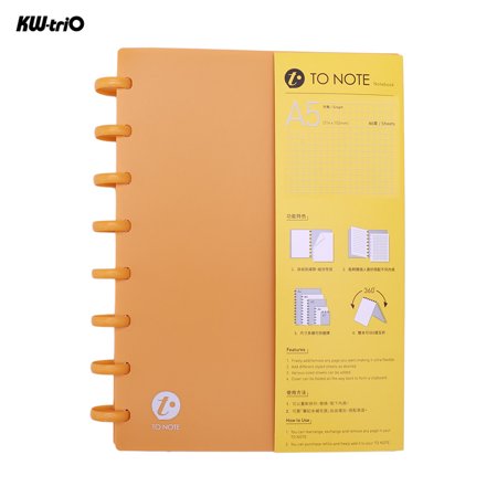 KW-trio Portable A5 Refillable Hardcover Writing Journal Notebook Loose Paper Mushroom Holes Ring Binder with 8 Rings Perfect for Travel Office Home School Students