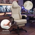 thumbnail image 4 of SOONTRANS Gaming Chair for Adults, Ergonomic Gamer Chair with Footrest and Massage Lumbar Cushion, High Back Swivel Comfortable Video Game Chair, Adjustable Height Computer Office Chair, Beige, 4 of 9
