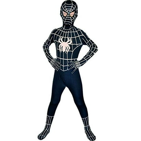Wraith of East Boys Venom Black Spiderman Costume Kids Superhero Cosplay Spandex Bodysuit (Medium)