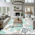 thumbnail image 3 of 5'x8' Area Rugs, Coastal Coral Indoor Outdoor Area Rug for Living Room Bedroom, Ocean Nautical Turtle Seashells Starfish Washable Bathroom Rugs Kitchen Floor Carpet Mats Home Decor Aesthetic, 3 of 8