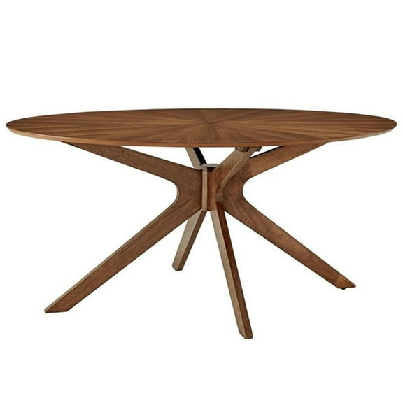 Bowery Hill Contemporary 63" Oval Wood Dining Table in Walnut