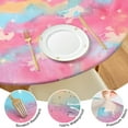 thumbnail image 4 of Pink Tie Dye Pattern Round Fitted Tablecloth with Elastic Edge,Dining Table Cover Waterproof,Outdoor Round Tablecloth for Camping,Dining,Indoor and Outdoor, 4 of 7