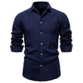 thumbnail image 7 of Mens 100% Cotton Oxford Shirt Long Sleeve formal Cuba Dress Shirts for Men Button Down Work Casual Shirt Size 2XL Navy, 7 of 7