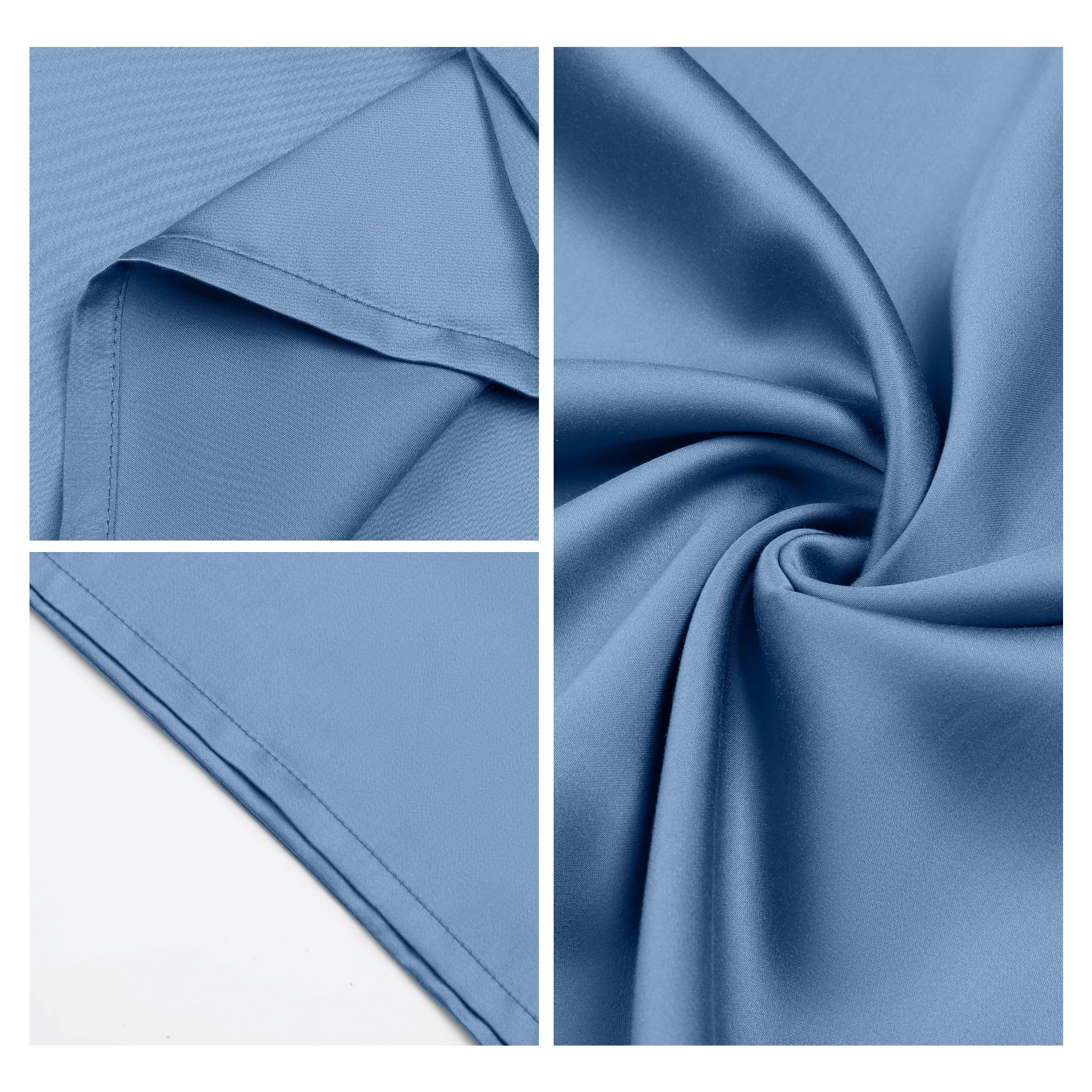Unique Bargains Satin Pillow Cases Set of 2 Cooling Pillow Covers Queen Navy Blue