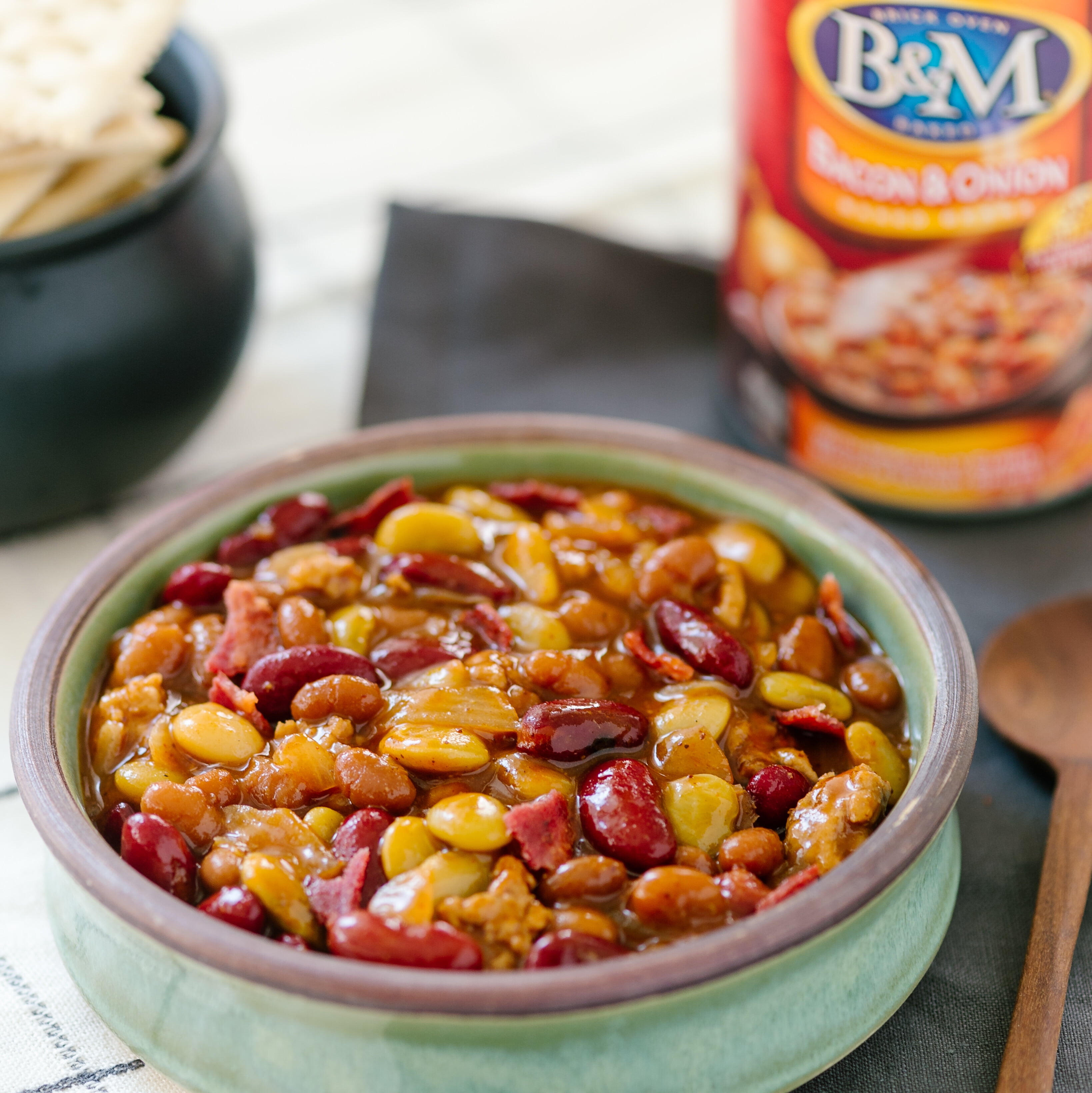 (3 pack) B&M Bacon & Onion Baked Beans, Canned Beans, 28 oz Can