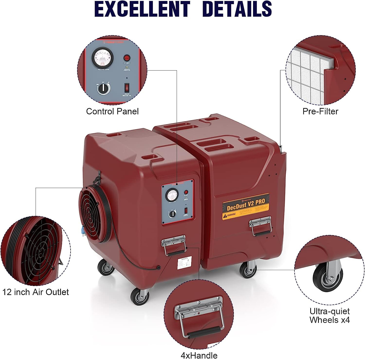 Abestorm 2000 CFM Air Scrubber Commercial with 3 Stage Filtration Negative Air Machine HEPA Air Scrubbers UV-C Light Air Cleaner for Commercial, Industrial, Damage Restoration, and Large Spaces