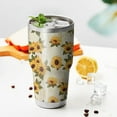 thumbnail image 3 of 30oz Beige Sunflower Pattern Tumblers Stainless Steel Tumbler with Lid and Straw,Vacuum Insulated Double Wall Travel Tumbler Cups Mug with Cleaning Brush for Coffee,Tea, 3 of 7