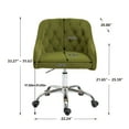 thumbnail image 5 of Bellemave Swivel Accent Chair with Wheels for Home Office, Modern Leisure Arm Chair for Living Room, Mid-Back Velvet Computer Desk Chair, Executive Chair with Silver feet base and Soft Seat(Green), 5 of 9