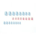thumbnail image 2 of Fofosbeauty 24pcs Press on False Nails, Medium Fake Nails, Round Light Blue Pink Print, 2 of 8