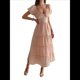 thumbnail image 2 of Vestido Midi Informal de Verano para Mujer, con Mangas , Escote en V, Fruncido y Volantes Escalonados. Rosa M, 2 of 8