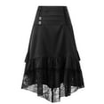 thumbnail image 2 of SWSMCLT Women's Victorian Skirt Halloween Vintage Punk Medieval Ruffle Pleated Steampunk Renaissance Gothic Pirate Skirts Lace High Low Retro Black Small, 2 of 4