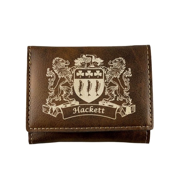 Hackett Irish Coat of Arms Rustic Leather Wallet