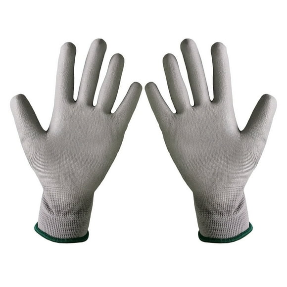 Women Men Work Protective Glove Gardening Nonslip Nylon Working Safety Equipment Gloves Carpenter Workers Hand Protector with PU Coating Grey S