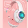 thumbnail image 4 of Auriculares para juegos Auriculares inalámbricos 5.0 compatibles con Bluetooth montados en la cabeza Rosa, 4 of 9