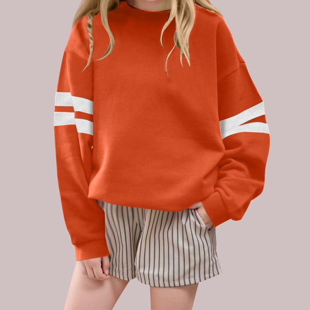 Cowsor Womens Varsity Striped Oversized Sweatshirt Crewneck Long Sleeve Casual Fashion Pullover Top Fall Outfits